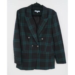 Antonio Melani Women's Plaid Double Breasted Blazer Jacket w/ sholder pad size14